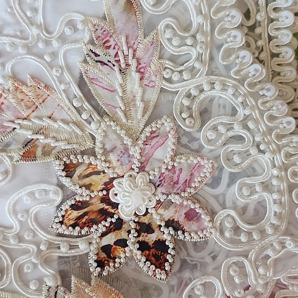 AZI New York White Straight Leg Pants, Heavily Beaded & Embellished, 6 - Picture 6 of 8